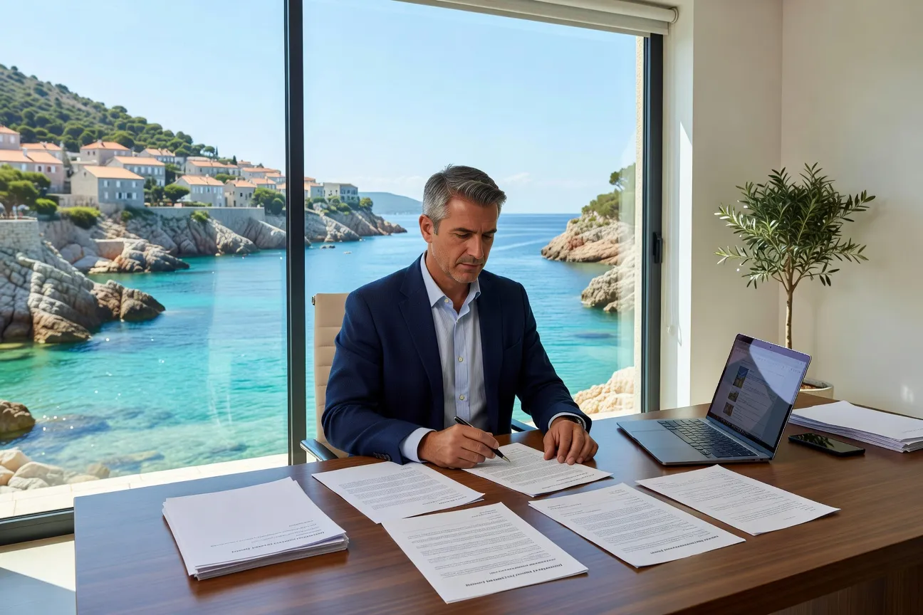 Agent immobilier split examinant des documents de location