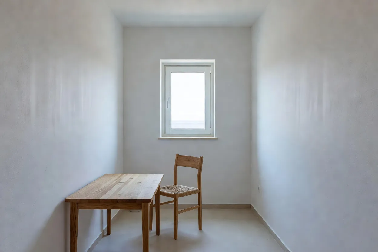 Intérieur simple et lumineux d'un appartement de location abordable en Croatie