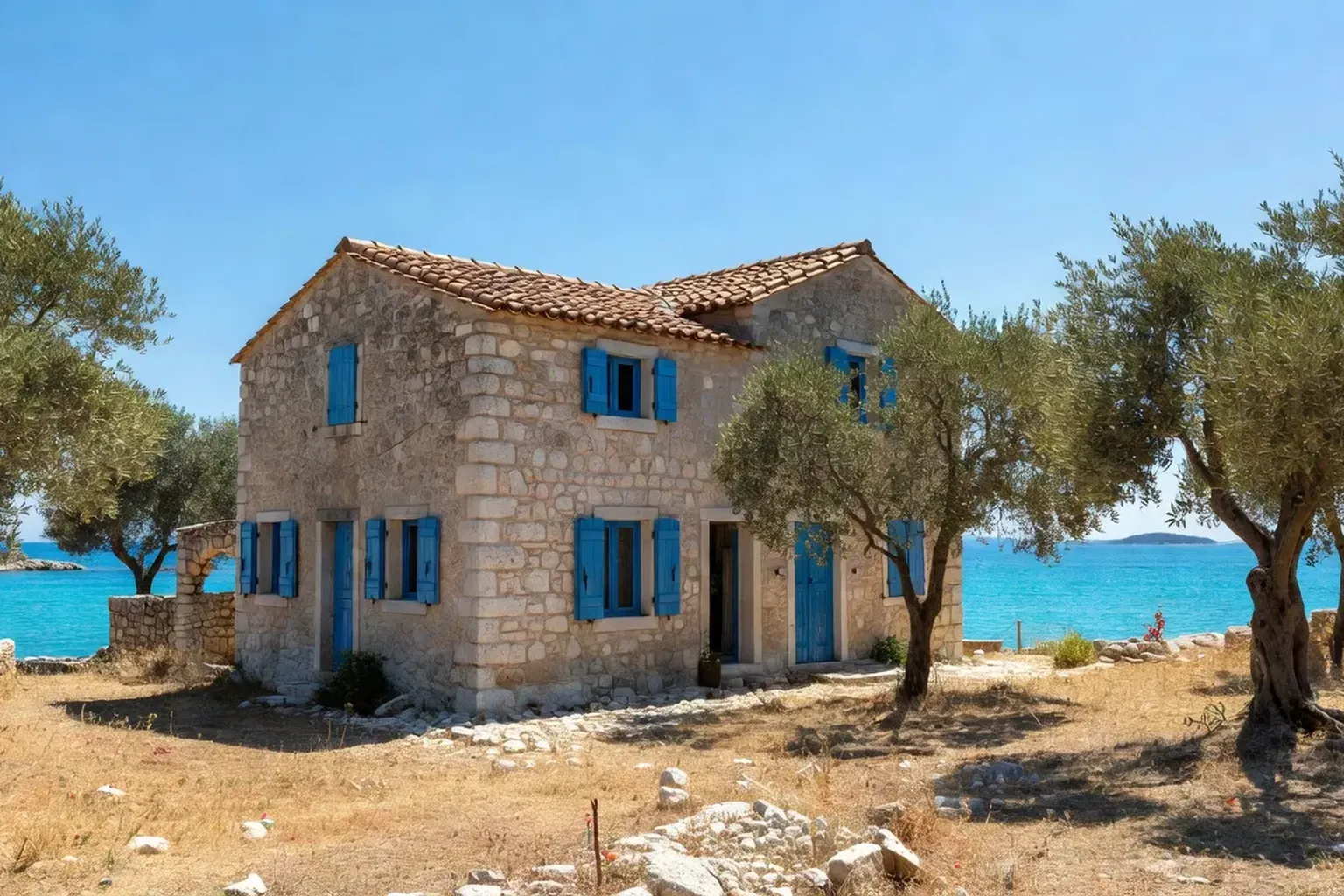 Propriété de location en Croatie avec vue sur la mer Adriatique depuis Šibenik