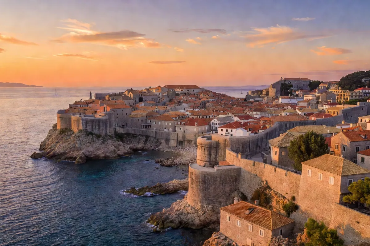 Vieille ville de Dubrovnik au crepuscule