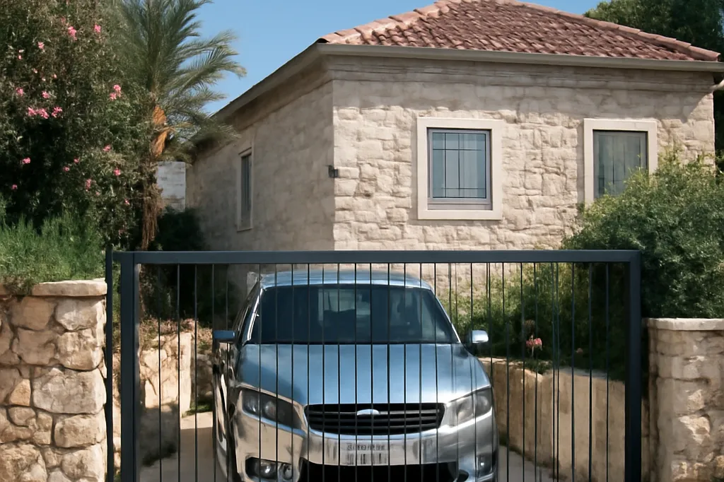 Parking résidentiel privé avec portail sécurisé près d'une location de vacances en Dalmatie
